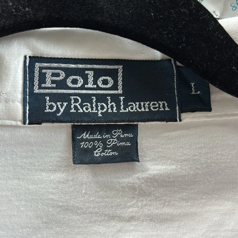 Polo Ralph Lauren Y2K White Pima Cotton Pocket Polo Shirt Size L